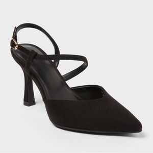 a new day Black Suede “Rosemary” Memory Foam Sole Heel